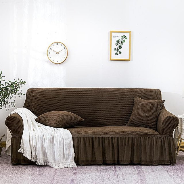 Yiran bag Universeller Stretch-Sofabezug in Dunkelbraun, Katzen-sicher und Staub-resistent für 1-Sitzer (90-140 cm) - Bild 1