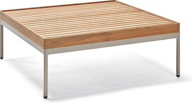 Beistelltisch Coco von Stern aus Aluminium und FSC-zertifiziertem Teakholz in Greige, B/T/H: 80 x 80 x 40 cm - Bild 1