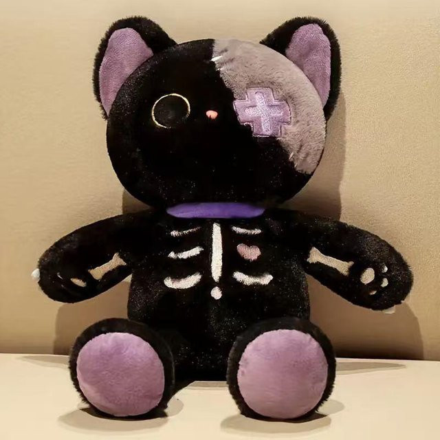 Yiran toy Skelettkatze Plüschtier, 35cm, Schwarz, ab 3 Jahre - Bild 1