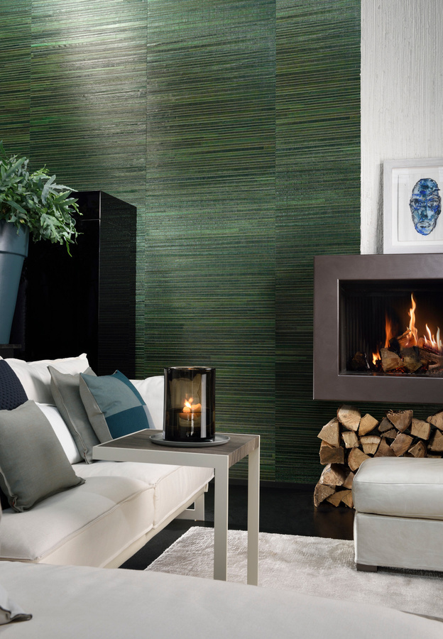 Arte International Tapete Casalian in Evergreen mit Textur und Streifenmuster in Matt - Bild 1