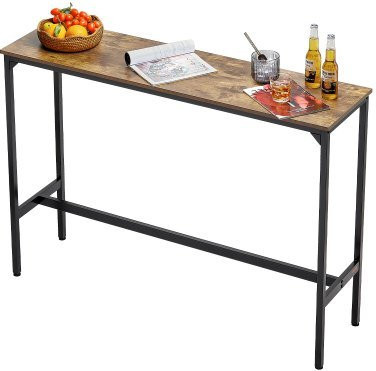 VEVOR Bartisch als schmaler Bistrotisch mit Metallrahmen und MDF-Platte, Farbe Braun und Schwarz, B/T/H: 139,7 x 38,1 x 99,1 cm - Bild 1