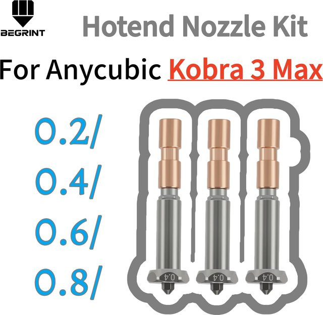 Anycubic Ersatzdüsen für Kobra 3 Max und Kobra 3 Max Combo aus Kupfer, Messing und gehärtetem Stahl - Bild 1
