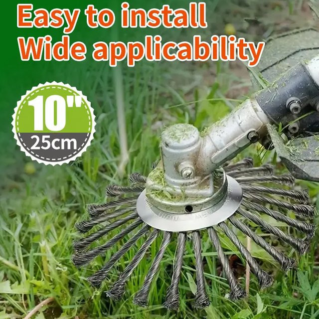 Universal Unkrautbürsten Kopf aus Stahldraht für Rasenmäher und Gras-Trimmer in Silber - Bild 1