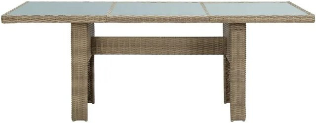 Furnicato Garten Esstisch aus PE-Rattan und Glas in Braun, B/T/H: 200 x 100 x 74 cm - Bild 1