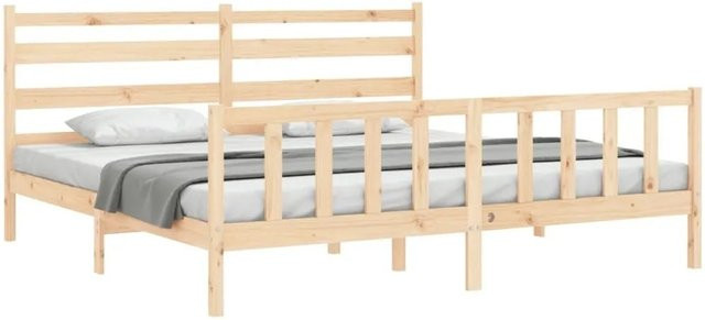 vidaXL Massivholzbett aus Kiefer in Braun, rustikal, ohne Matratze, B/T/H: 200 x 200 x 205,5 cm - Bild 1