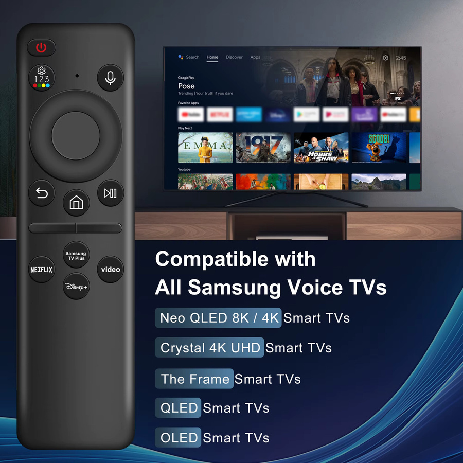 Wiederaufladbare Sprachfernbedienung für Samsung Smart TV NEO QLED in Schwarz mit USB-C Anschluss - Bild 5