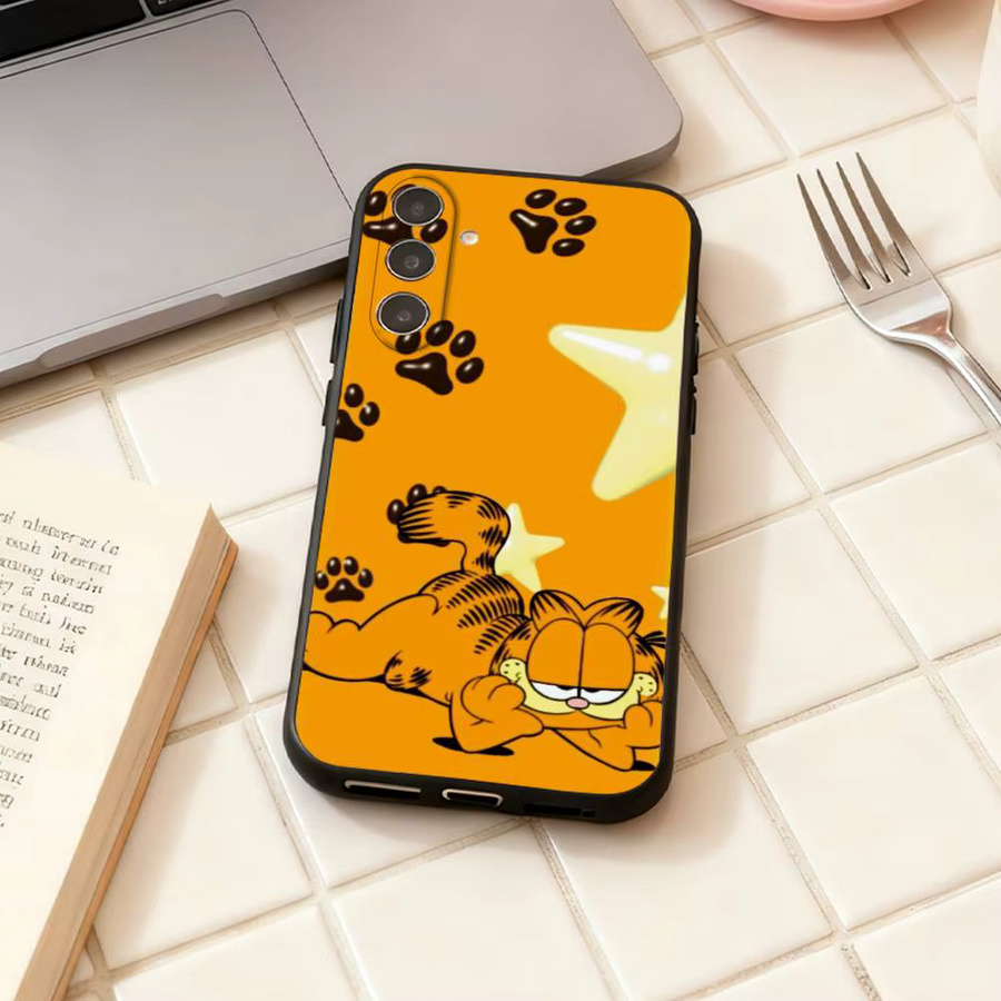 Schwarze Handyhülle Cat Garfield Gluttonous für Samsung Galaxy A73, A72, A71, A70, A53, A52, A51 - Bild 2