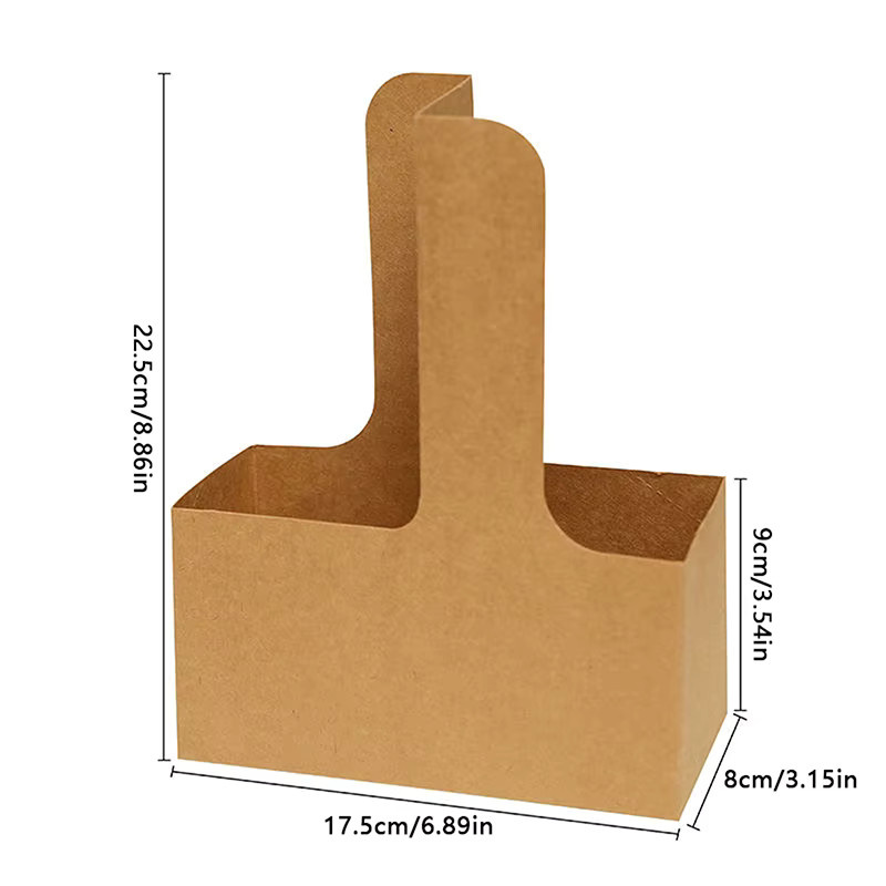 10er Set Getränkehalter aus Kraftpapier in Braun für 1, 2 oder 4 Kaffeebecher mit Griff für Heiß- und Kaltgetränke - Bild 3