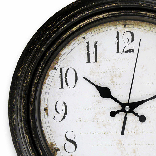 K&L Wall Art Wanduhr im Shabby Chic Design, rund, Schwarz/Weiß, H x B: 4,8 x 30,2 cm - Bild 2