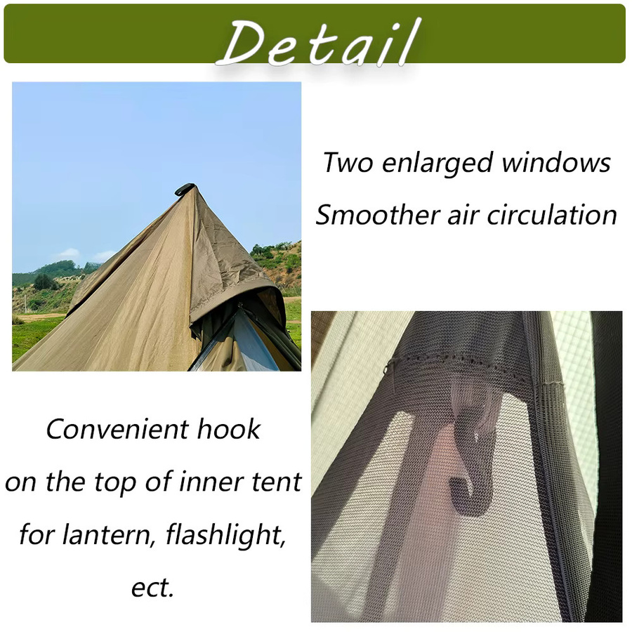 HIDE WALKER 2-Personen Winterpyramiden-Heißzelt, flammhemmendes und wasserdichtes Outdoor-Camping-Tipi-Zelt mit Brennholz-Herd-Funktion - Bild 3