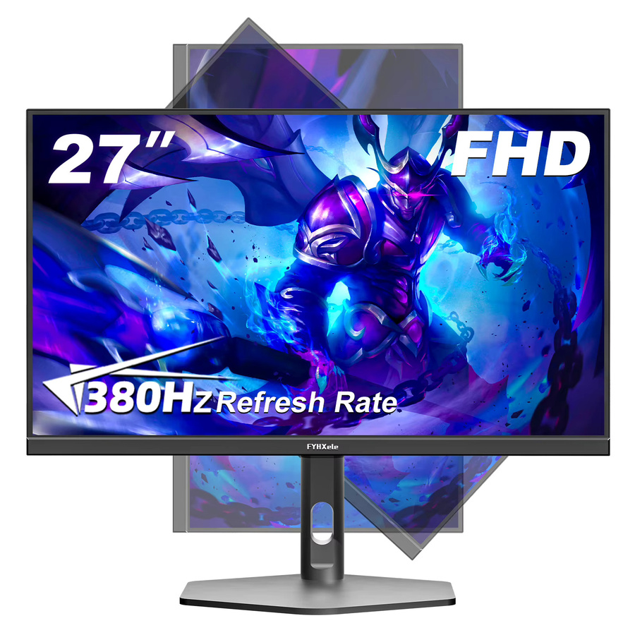 FYHXele Gaming Monitor 27 Zoll mit 380Hz, FHD 1080P IPS Display, 0.5ms Reaktionszeit, 100% sRGB, 400cd/m², RGB Hintergrundbeleuchtung, Schwarz, HDMI und DisplayPort - Bild 3