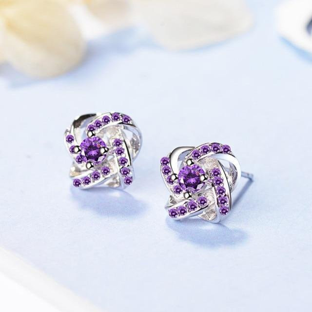 Ohrringe 925 Silber, Zirkonia, violett, Damen - Bild 1