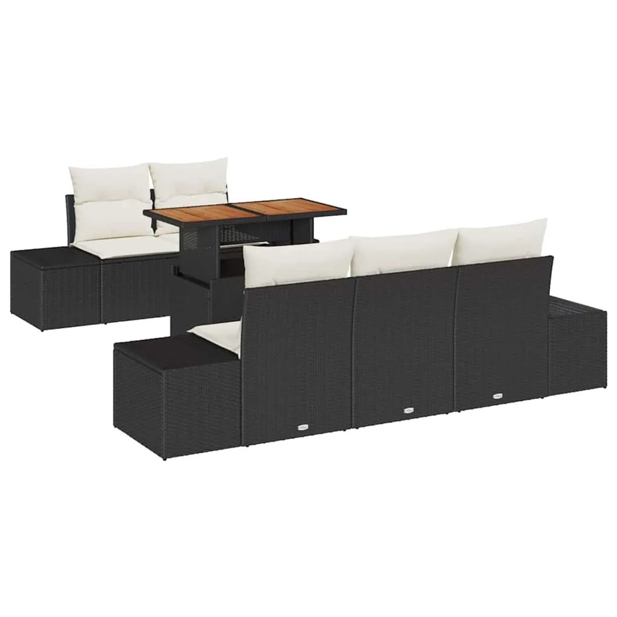 vidaXL Garten-Sofa-Set aus Poly-Rattan in Schwarz mit 6 Teilen und integrierter Stauraumfunktion - Bild 2