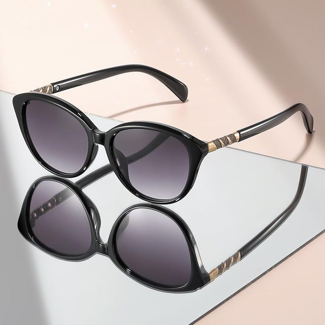 Sonnenbrille Cat Eye, Unisex, Vollrand, Metall, Schwarz - Bild 1