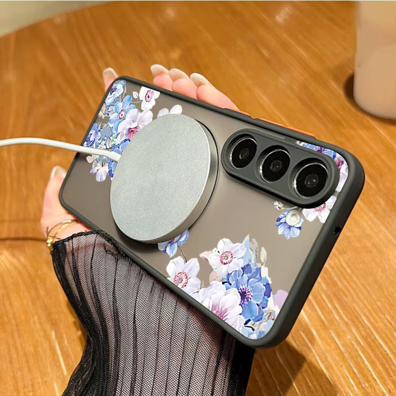 Magnetische Handyhülle mit Blumenmuster für Samsung Galaxy S26 S25 S24 S23 Ultra S25 S24 FE A17 A37 A56 A55 A36 A16 in Schwarz und Multicolour aus Acryl - Bild 2
