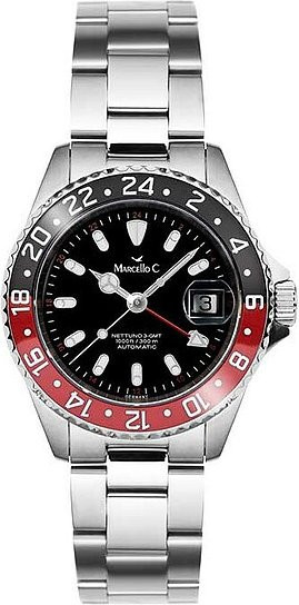 Marcello C. Armbanduhr GMT, Keramik, schwarz/rot, Herren - Bild 1