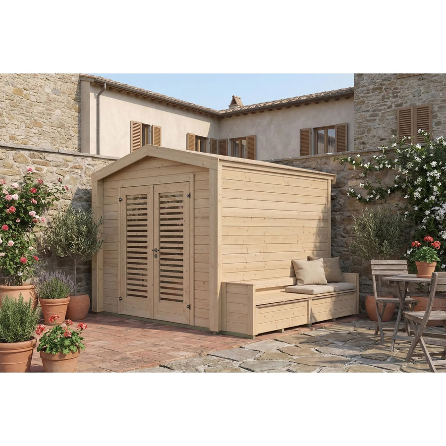 Weka Holz-Gartenhaus Killarney mit Satteldach in Natur Unbehandelt B: 308 cm, T: 263 cm, H: 241 cm - Bild 2