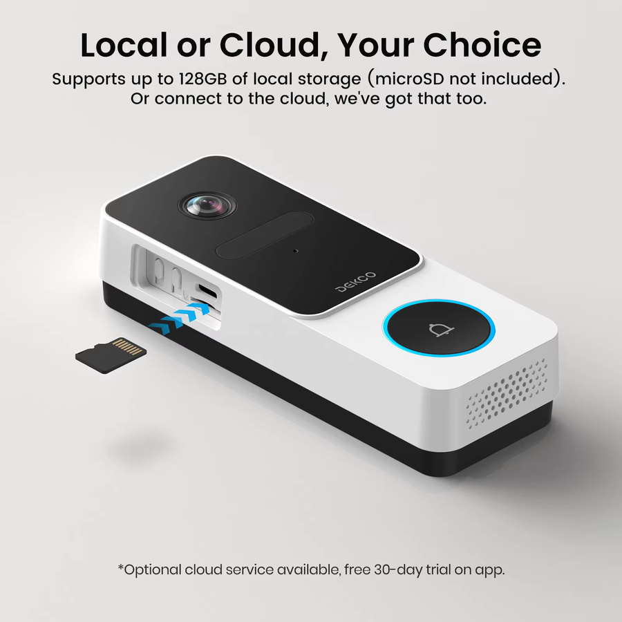 Dekco Kabellose Video-Türklingel mit 3MP Kamera, Gegensprechanlage und Personenerkennung, 2.4G Wi-Fi Smart-Türklingel mit Glocke und Alexa-Unterstützung, Weiß - Bild 4