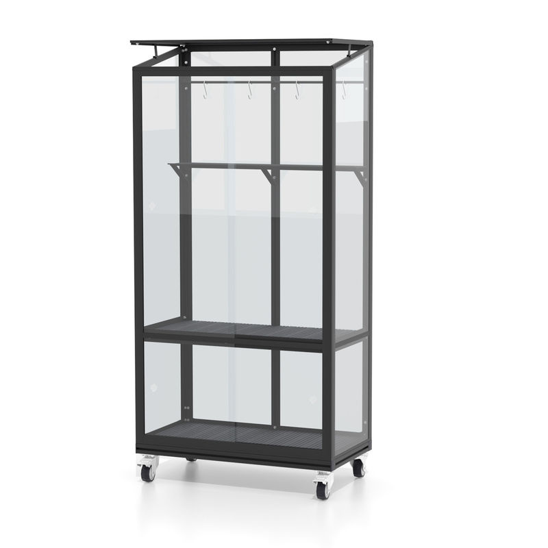 Vitavia Balkon- und Anlehn-Gewächshaus Stad in Schwarz mit 3 mm ESG-Glas und Rollfundament - Bild 2
