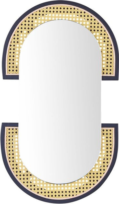 Beliani Wandspiegel Oval aus Rattan und Glas in Naturfarben, B/H: 75 x 43 cm, Modernes Bohemian Design für Wohnzimmer und Schlafzimmer - Bild 1