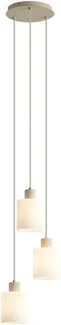 QAZQA Skandinavische Hängelampe Wisp in Beige mit weißem Glas, rund und 3-flammig - Bild 1