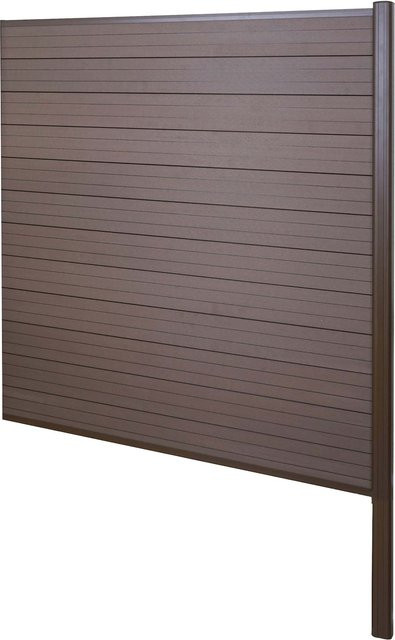 MCW WPC-Sichtschutz Savoie Erweiterungselement mit Alu-Pfosten zum Einbetonieren, braun, Höhe: 185 cm - Bild 1