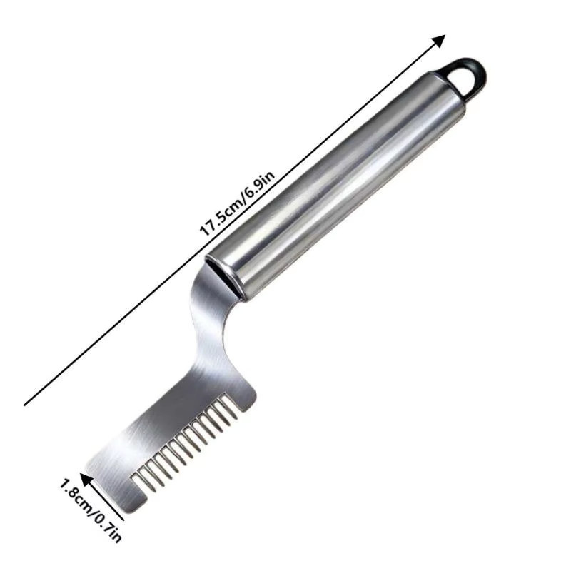 HUXUAN Zwiebelmesser aus Edelstahl in Silber mit gebogenem Schneidkopf zum schnellen Zerkleinern von grünem Gemüse - Bild 6