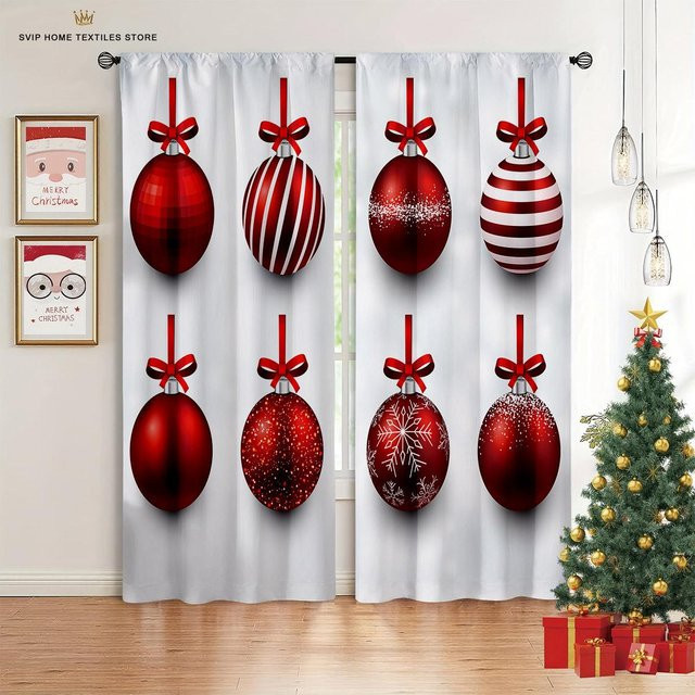 Yiran Furniture Weihnachtsbaum-Vorhänge Set aus 2 Paneelen, semi-transparent, Polyester, Breite: 50 cm, Höhe: 130 cm - Bild 1