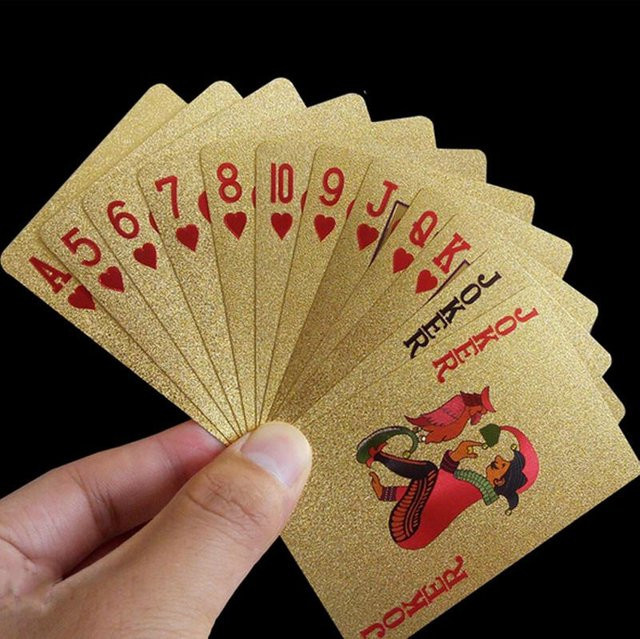 24K Goldfolie Spielkarten Deck, Partyspiel, Braun, ab 12 Jahre - Bild 1