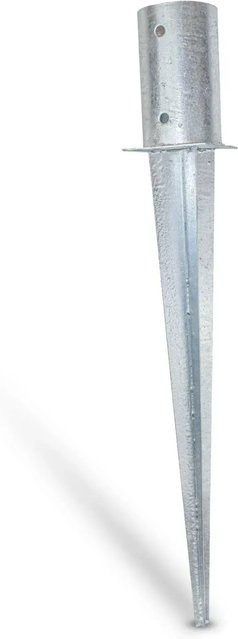 Hollmax Einschlagbodenhülse für Rundholzpfosten, feuerverzinkt, Silber, Durchmesser: 81 mm - Bild 1