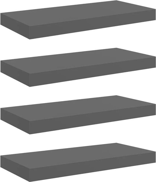 vidaXL Schweberegale 4er Set in Hochglanz-Grau aus MDF, B/T/H: 50 x 23 x 3,8 cm - Bild 1