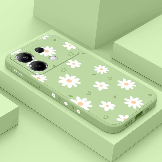 Zarte Daisy Silikon Schutzhülle für Xiaomi Poco F8 F7 X7 X6 F6 M6 M5 M5S F5 X5 F4 X4 M4 F3 M3 X3 Pro 4G 5G GT in Grün - Bild 1