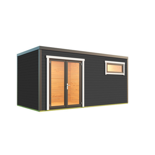 Lasita Holz-Gartenhaus Sardinia Blockbohlenhaus mit Flachdach in Carbongrau lasiert B/H/T: 500 x 239,4 x 250 cm - Bild 3