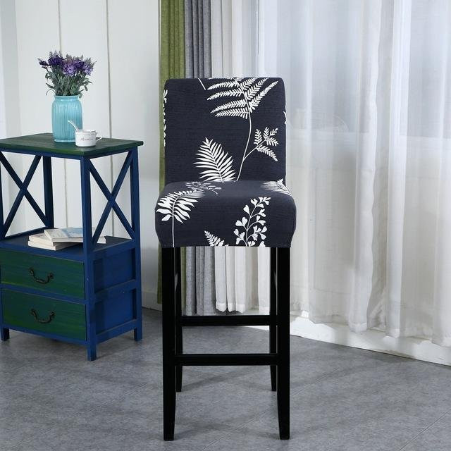 Elastischer Stuhlbezug mit Grafikprint in Schwarz für Barhocker und Esszimmerstühle aus Spandex-Material - Bild 1
