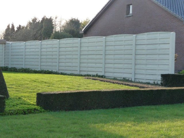 Betonzaun Woodstone grau einseitig B: 200 cm, H: 193 cm - Bild 1