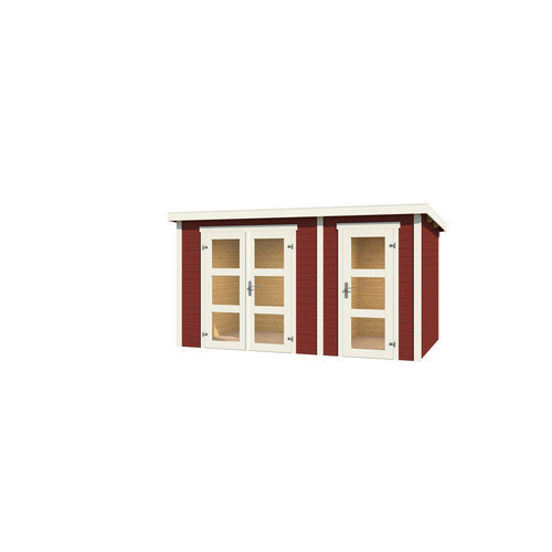 Lasita Gartenhaus Zambezi XL aus Fichtenholz mit Flachdach in Rot, B/T/H: 380 x 240 x 210,9 cm - Bild 3