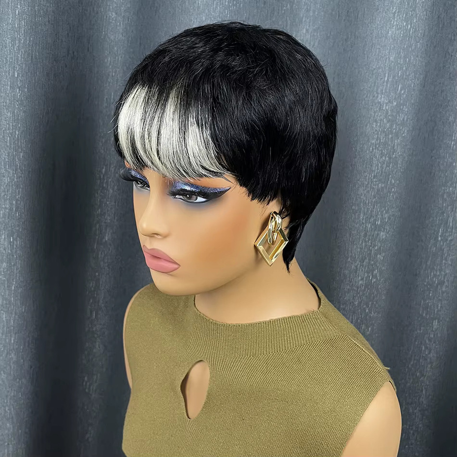OYM HAIR Pixie-Schnitt-Perücke, Echthaar, 1B/60 Highlights, Damen - Bild 2
