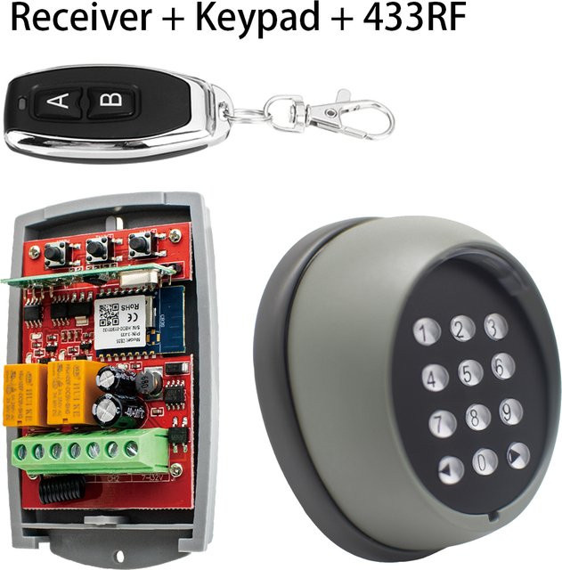 Tuya App Fernbedienung mit Wireless Remote Keypad und 2CH WIFI Empfänger für RF 433MHz Rolling Code Garage Opener - Bild 1
