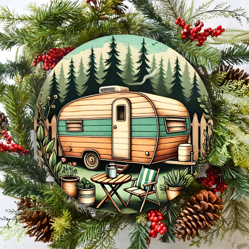 Vintage Camper RV Aluminium-Wandschild von Potdemiel, Mehrfarbig, B/H: 20,3 x 20,3 cm - Bild 3