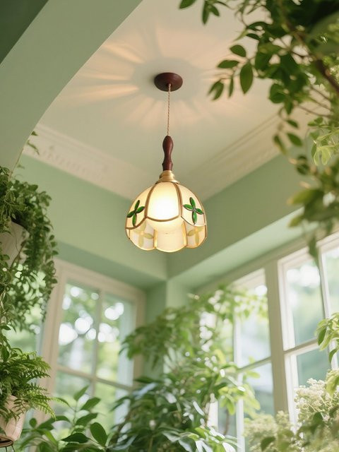 ONEYLTT Retro Nachttischlampe aus farbigem Glas und Kupfer für Schlafzimmer und Esszimmer - Bild 1