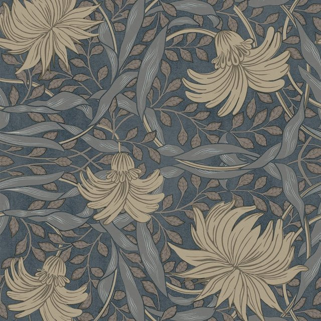 Sublime Vliestapete Jolie Klassisch in Blau-Beige mit floralem Muster, Breite: 52 cm, Länge: 10 m - Bild 1