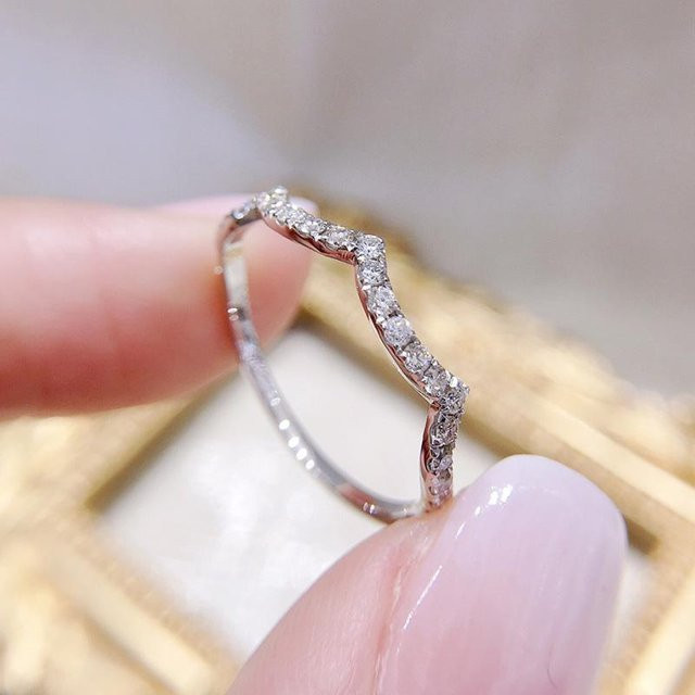YIRAN Jewelry Ring, Wellendesign, Zirkonia, Silber, Schwarz, Damen - Bild 1