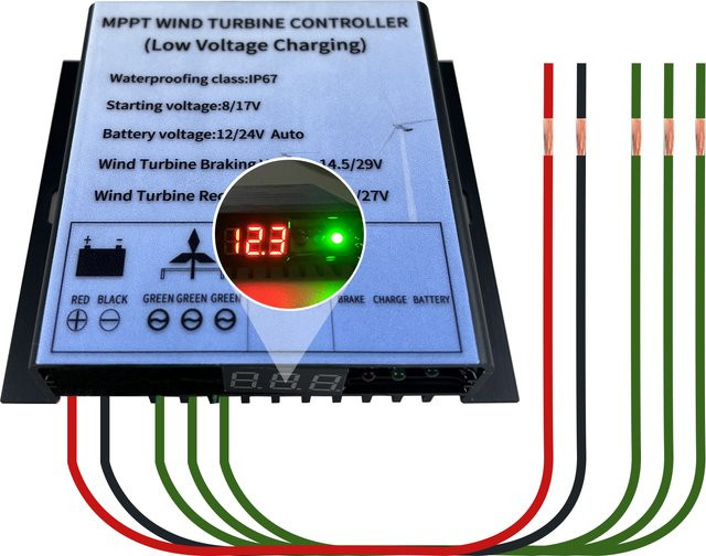 HXCONTROLLER MPPT Windturbine Laderegler für 12V 24V 48V mit Booster-Funktion für niedrige Windgeschwindigkeiten bis 800W - Bild 1