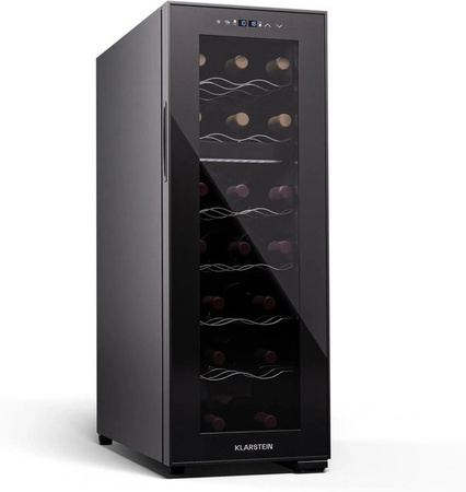Klarstein Shiraz 18 Duo Weinkühlschrank mit 2 Zonen, 53 l Fassungsvermögen für 18 Flaschen, Schwarz