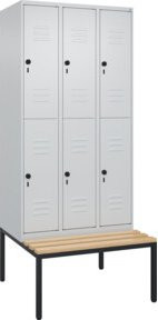 C+P Doppelstock-Spind Classic PLUS Sitzbank mit 3 Abteilen, Buche-Hartholz und Sicherheits-Drehriegel, B/T/H: 212,0 x 90,0 x 81,5 cm - Bild 1