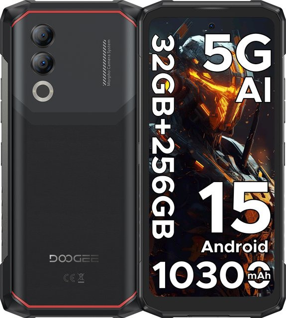 DOOGEE Blade20 Turbo 5G Robustes Smartphone in Schwarz mit 6,6 Zoll Display, 10300mAh Akku, 8GB RAM, 256GB Speicher, 50MP Kamera und Android 15 sowie NFC - Bild 1