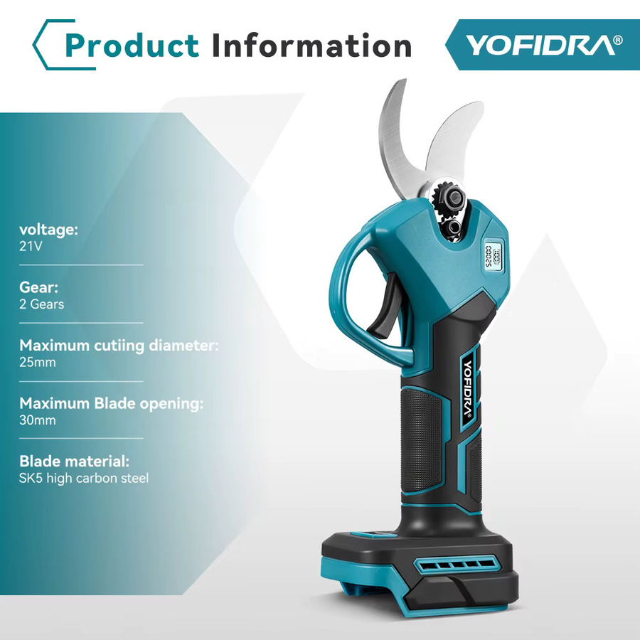 YOFIDRA Bürstenlose elektrische Gartenschere für Makita 18V Akkus, Akku-Astschere zum Beschneiden von Sträuchern und Obstbäumen, 30mm Schnittkapazität, Blau - Bild 2