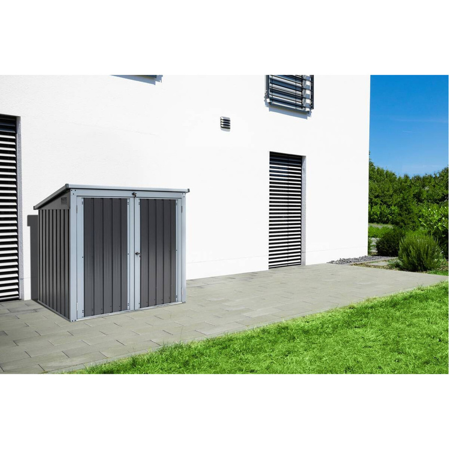 Westmann Metall Mülltonnenbox 2-fach für 2x 240 l, anthrazit und lichtgrau, B/H/T: 158 x 134 x 101 cm - Bild 6