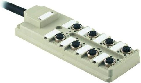 Weidmüller SAI-8-F 5P PUR Sensor/Aktorbox passiv M12-Verteiler mit Metallgewinde, Grau - Bild 1