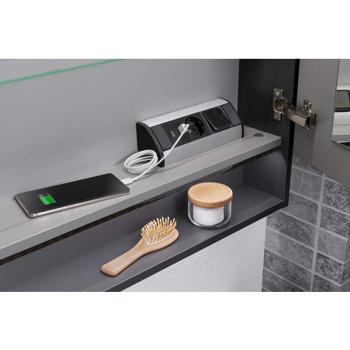 Fackelmann Spiegelschrank Luna in Anthrazit mit LED-Beleuchtung und Softclose-Türen, B/H/T: 80 x 79,8 x 15,3 cm - Bild 2
